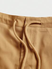 Manfinity Homme Men's Solid Color Front Tie Pocket Simple Casual Shorts - Yellow - View 6