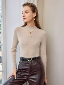 MOTF PREMIUM 100% 纯羊毛纯色立领修身毛衣