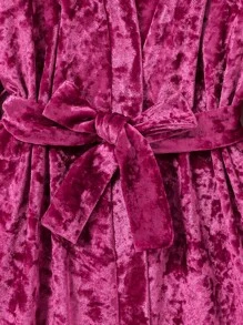 Tween Girls Solid Color Velvet Long Sleeve Hooded Bathrobe, Comfortable Loungewear