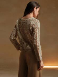 Anewsta 钩编优雅复古镂空圆领长袖