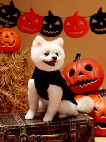 PETSIN 1pc Pet Halloween Evil Face Print Warm Comfortable Dog Sweater