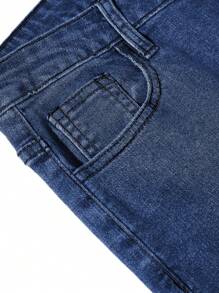 SHEIN Teen Boy Casual Fashion Blue Comfort Stretch Jeans For Dailywear And Back To School Boys Cool/Boys Thanksgiving Costume Dailywear And Fall/Winter Teen Boy - Dark Wash - View 5