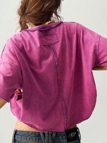 Bohemela Lässiges Damen Kurzarm T-Shirt mit rundem Ausschnitt, Dolmanärmeln und lockerer, kurzer Passform Einfarbig