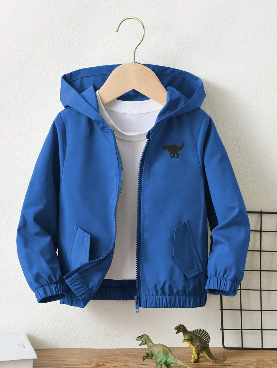SHEIN Young Boy Simple Windproof Jacket, Autumn/Winter, Toddler Boy Hoodies, Boys Jacket Hoodie, Kids Zipper Jackets, Jackets For Boys Zip Up, Blue Jacket Kids - Blue - View 1
