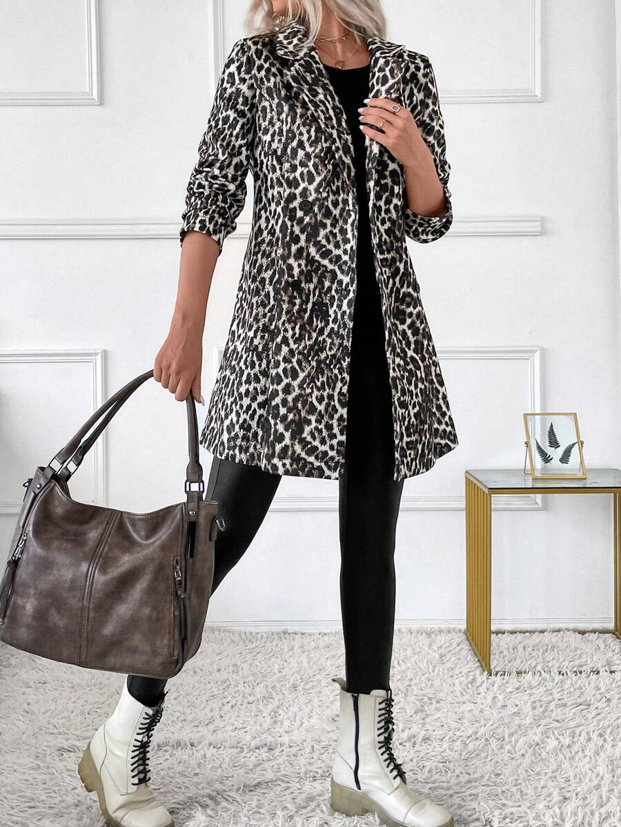 SHEIN Clasi 女式豹纹休闲长袖外套 - 彩色 - 查看 1