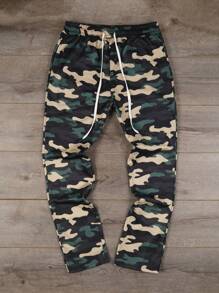 Manfinity LEGND Quần nỉ nam in họa tiết rằn ri cạp rút, quần nỉ dài mặc đi chơi dạo phố, quà tặng cho chồng, bạn trai - Nhiều màu - Xem 1