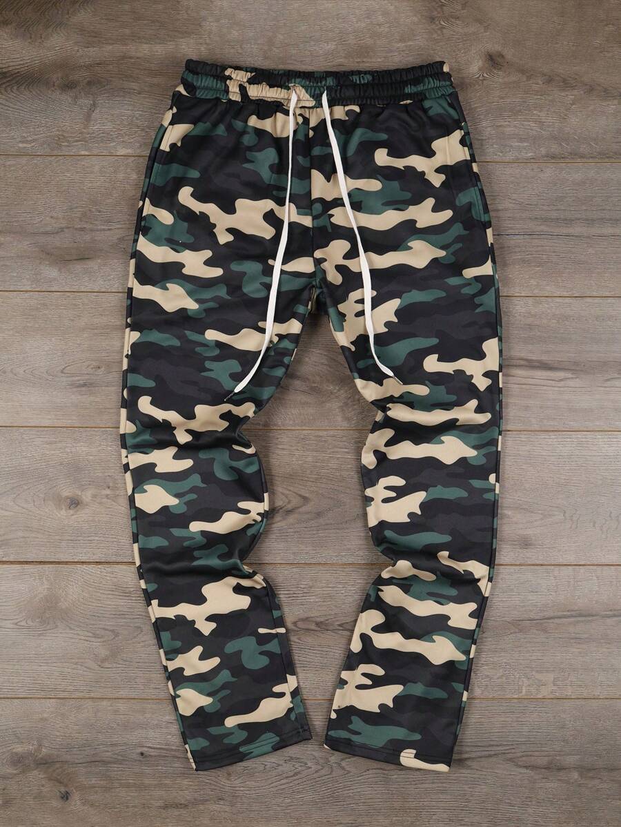 Manfinity LEGND Quần nỉ nam in họa tiết rằn ri cạp rút, quần nỉ dài mặc đi chơi dạo phố, quà tặng cho chồng, bạn trai - Nhiều màu - Xem 1