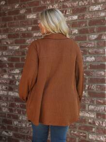 SHEIN LUNE Plus Size Plain Button-Front Casual Long Sleeve Jacket Winter Fall Autumn