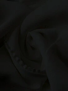 SHEIN LUNE 大码女式春秋季纯色彼得潘领宽松可爱衬衫 - 黑色 - 查看 7