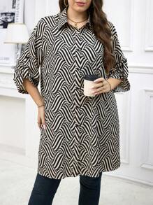 SHEIN Clasi Áo sơ mi dài tay in họa tiết cỡ lớn cho nữ - Nhiều màu - Xem 3