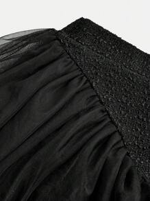 SHEIN Tween Girls' 2pcs/Set Elegant Swan Style Camisole And Tulle Skirt Outfit, Fashionable And Sophisticated For Christmas Party, Autumn