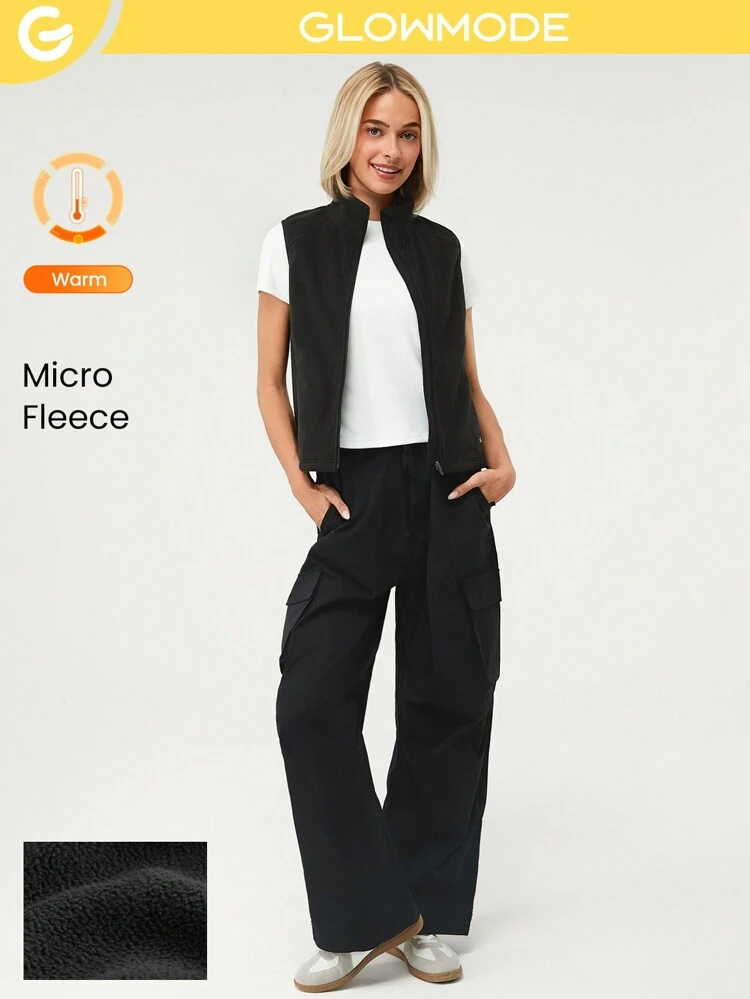 Chaleco delgado de forro polar suave y cálido, elástico y entallado, con bolsillos laterales, uso diario y casual en otoño e invierno