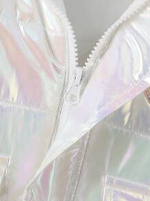 Baby Mädchen gesteppter langer Winter-Parka Mantel mit abnehmbarem flauschigem Kapuzenrand, wasserabweisend und windbeständiges dickes Material, alltagstauglicher Allrounder - Weiss - Übersicht 12
