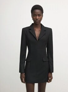 BizChic Damska sukienka mini z kołnierzykiem na wiosnę/jesień, modna, jesienne stroje damskie
