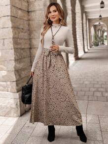 EMERY ROSE Women's Autumn Ditsy Floral Stand Collar Long Sleeve Dress