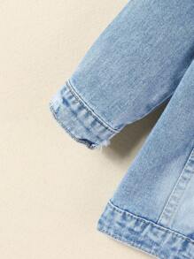 Baby Girl Loose Fit Casual Denim Jacket - Light Wash - View 6