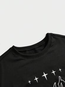 Manfinity Roughcore Casual Men's Plus Size Letter Print Crew Neck Long Sleeve Sweatshirt For Fall