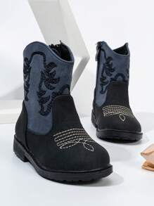 秋冬西部牛仔靴，新款耐用保暖舒适平底西部牛仔风格百搭婴儿靴，小女孩靴子，校鞋，儿童女孩鞋 - 彩色 - 查看 2