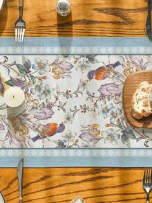 1 件 13x72 英寸蓝色小鸟与花朵桌旗 - 充满活力的春季花卉装饰，适合厨房餐厅、家庭聚会和餐厅 - 优质家居用品 - 彩色 - 查看 6