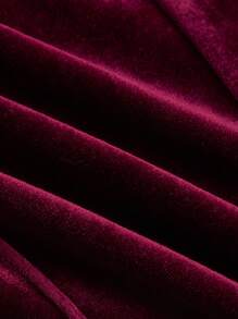 SHEIN MOD Quần ống đứng loe nhung đỏ thanh lịch màu trơn cho nữ, quần công sở - Màu Đỏ Sâu - Xem 4