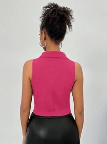 Coolane Women's Fall /Winter Basic Back To School Y2K Streetwear Going Out Casual Street Style Vest Pink Jacket - Hot Pink - View 2