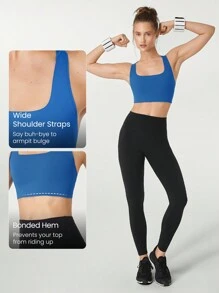 GLOWMODE Built-In Cups High Impact Supportive Round Neck Adjustable Y Back Sports Bra Jogging Running Training - Blue - View 4