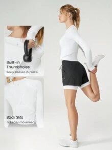 GLOWMODE Quick-Dry Cool-Touch Drop Shoulder Long Sleeve Running Tee With Thumbholes