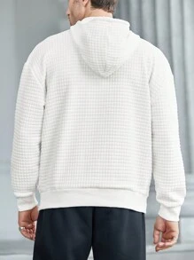 Manfinity Homme Áo nỉ trùm đầu màu trơn có túi dành cho nam, thường ngày - trắng - Xem 5