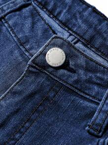 SHEIN Teen Boy Casual Fashion Blue Comfort Stretch Jeans For Dailywear And Back To School Boys Cool/Boys Thanksgiving Costume Dailywear And Fall/Winter Teen Boy - Dark Wash - View 7