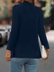 EMERY ROSE 素色開門襟外套 - 藏蓝色 - 查看 2