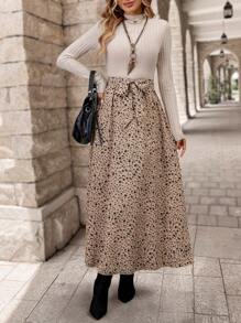 EMERY ROSE Women's Autumn Ditsy Floral Stand Collar Long Sleeve Dress