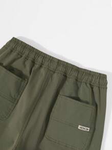 Manfinity Roghcode Men's Casual Solid Color Drawstring Waist Cargo Pants - Army Green - View 7
