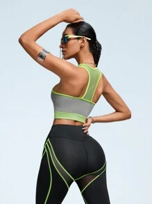 Innovista Seamless 3d Colorblock Mesh Breathable Sport Woman Bras, Workout Sports Tank Top ,Crop Tank Top, High Elastic Support Sports Bra,Gym Top,Woman Crop Tank Top,Going Out Tops,Festival,Push Up Bra,Sweater,With Remove Cup