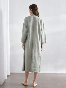 Ocili Leisure Soft Crepe Wrap Around Robe Loungewear - Green - View 2