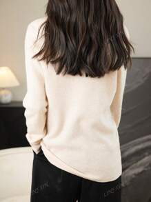 Pull-over pour femmes à manches longues en tricot, col roulé, chaud et doux, pour l'automne et l'hiver