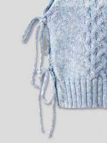 Lunelith SHEIN Lunessa Maglione senza maniche casual da donna con collo a ciurlo, legato laterale, di colore unito, autunno e inverno