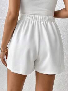 Chiquease Women's Plain Simple Casual Zipper Shorts - White - View 2