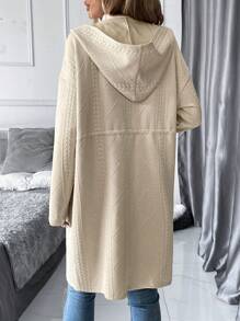 SHEIN Clasi Women's Solid Color Simple Casual Long Sleeve Hooded Jacket For Autumn Winter - Apricot - View 2