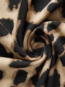 Muchica 黑色豹纹镂空高领长袖上衣和紧身衣 2 件套，适合秋冬季女士