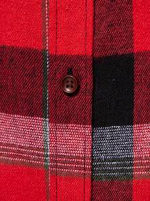 Manfinity Homme Men Unisex Classic Red Plaid Long Sleeve Vintage Casual Colorful Shirt With Christmas Atmosphere (Asymmetric Cutting), Plaid Shirt, For Husband, Work, Business