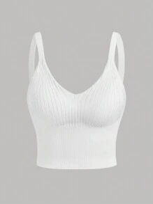 SHEIN Privé Damska biała kamizelka swetrowa z wypełnieniem - Biały - Zobacz 2