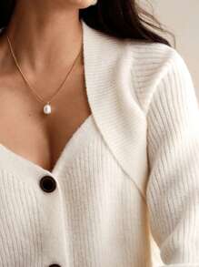 Anewsta Áo khoác len cardigan dệt kim thiết kế vai đặc biệt theo phong cách tối giản, sang trọng, đơn sắc dành cho nữ, thích hợp mặc vào mùa thu, đông, đi chơi, thanh lịch, thoải mái, trang trọng, tiệc tùng, thời trang, năm mới, giáng sinh, công sở, tốt nghiệp, đám cưới - Màu be - Xem 5