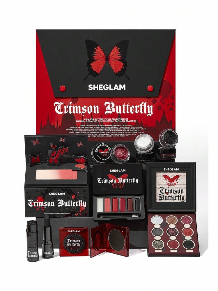 SHEGLAM 深紅色蝴蝶全系列萬聖節化妝套裝哥德式垃圾搖滾 品牌 美容 化妝 化妝品 適合女性與女孩 完美搭配夏季春季 Y2K 時尚 流行 生日 母親節禮物 假期 派對準備就緒 最佳顏色 - 彩色 - 查看 9