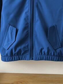 SHEIN Young Boy Simple Windproof Jacket, Autumn/Winter, Toddler Boy Hoodies, Boys Jacket Hoodie, Kids Zipper Jackets, Jackets For Boys Zip Up, Blue Jacket Kids - Blue - View 3