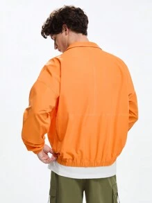 Manfinity VCAY 男士休闲宽松橙色梭织长袖夹克，适合秋冬 - 橘色 - 查看 2