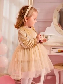 Vestido de princesa infantil para meninas, saia de bolo de veludo champanhe para festa de aniversário