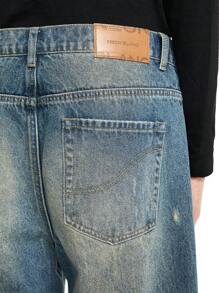 NEON BLANC 男式长款宽松阔腿牛仔裤