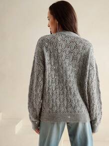 Anewsta 女士休闲柔软亮片开衫 - 灰色 - 查看 7