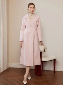 MOTF PREMIUM WOOL LAPEL COLLAR SOLID PEA OVERCOAT