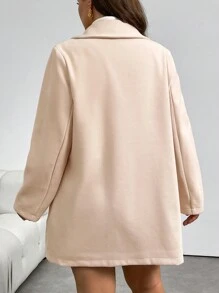 SHEIN Privé Plus Size Women's Apricot Notched Collar Minimalist Business Blazer - Apricot - View 8